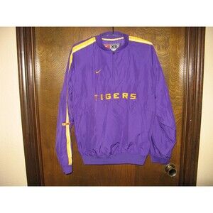 Mens Nike LSU Tigers Purple & Yellow 1/4 Zip Athletic Wind Track Jacket Sz XS